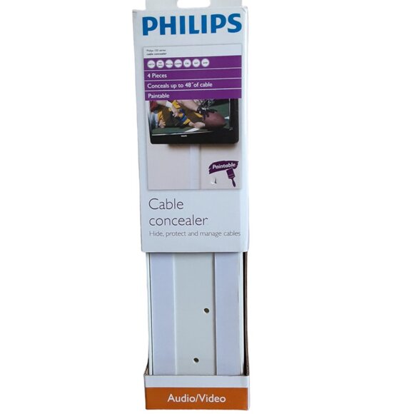 Philips Audio/Video Paintable Cable Concealer 4 Pieces Hides Up To 48"of Cable - Picture 1 of 3